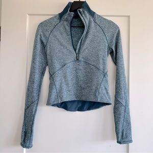 NWOT Lululemon Always Alert Cropped Half Zip Pullover Heather Petrol Blue Size 2